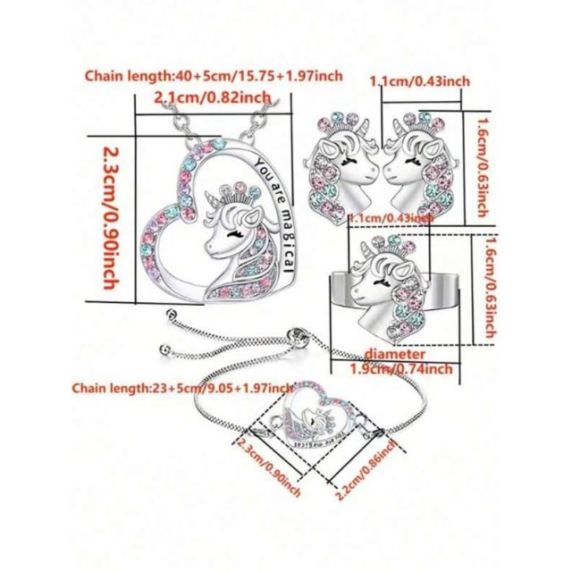 4 delni komplet nakita samorog na luni