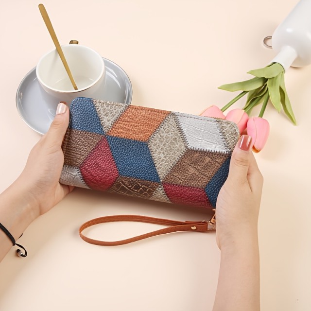 Denarnica v retro slogu z geometrijskim vzorcem