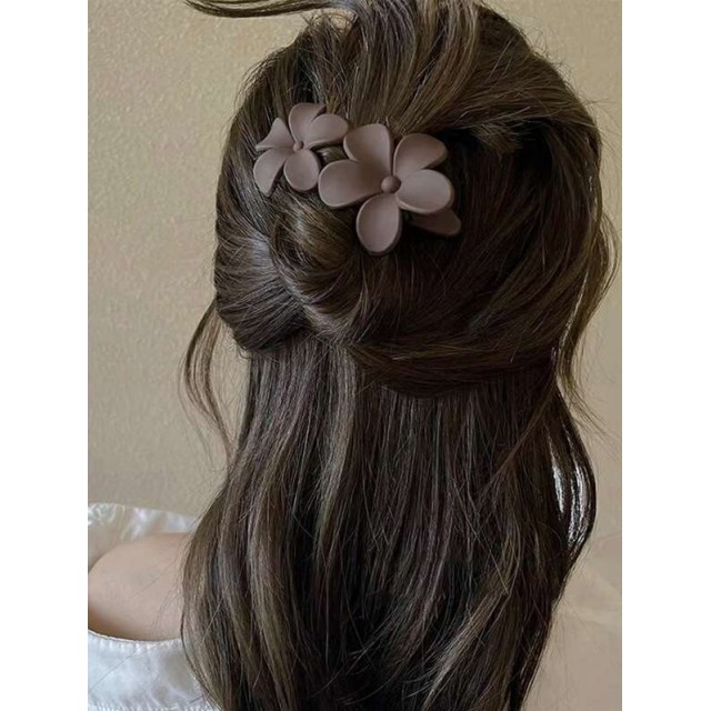 Večja plastična sponka za lase z rožo 4 barve