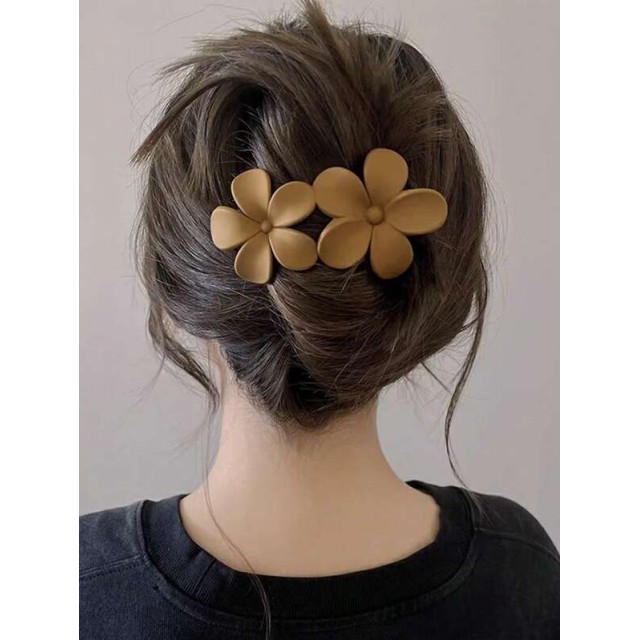 Večja plastična sponka za lase z rožo 4 barve