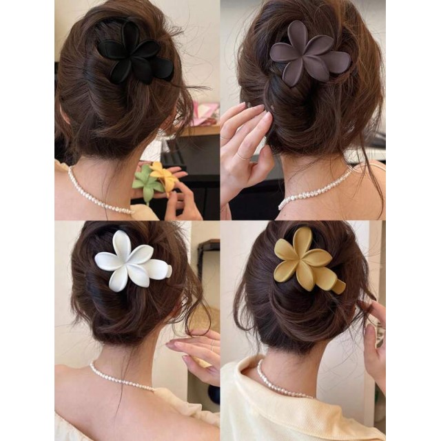 Večja plastična sponka za lase z rožo 4 barve