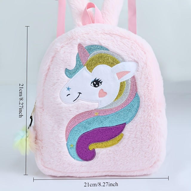 Plišast otroški nahrbtnik s samorogom – vijoličen