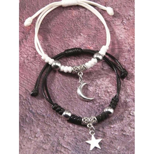 Komplet 2 zapestnic z luno in zvezdico