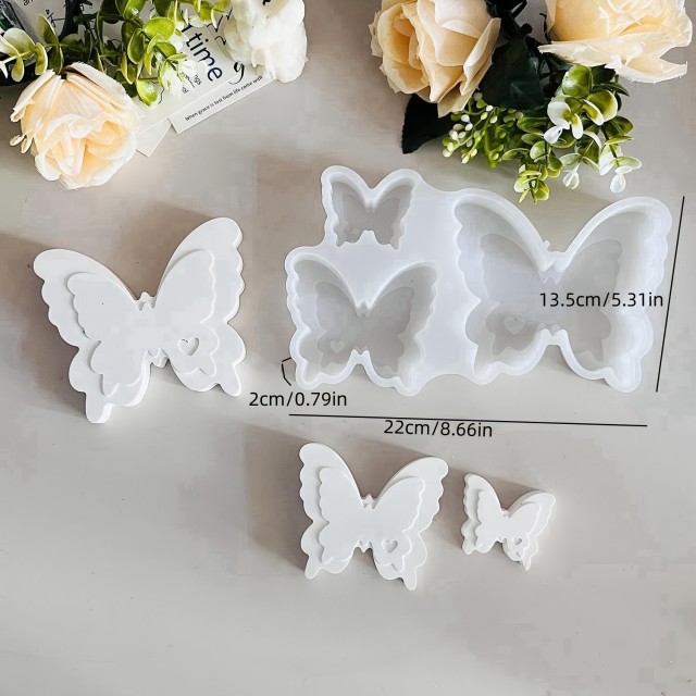 Tri v enem silikonski kalup z metulji za sveče mila smolo