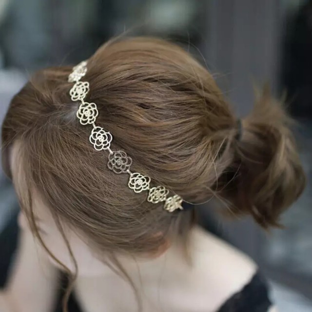 Mehak obroč za lase vrtnice, zlate ali srebrne barve