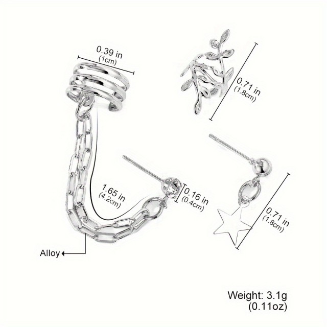 3 delni set uhanov v srebrni barvi