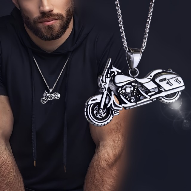 Moška verižica iz titanovega jekla z obeskom motorja