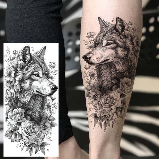 Začasna tetovaža vodoodporna z volkom