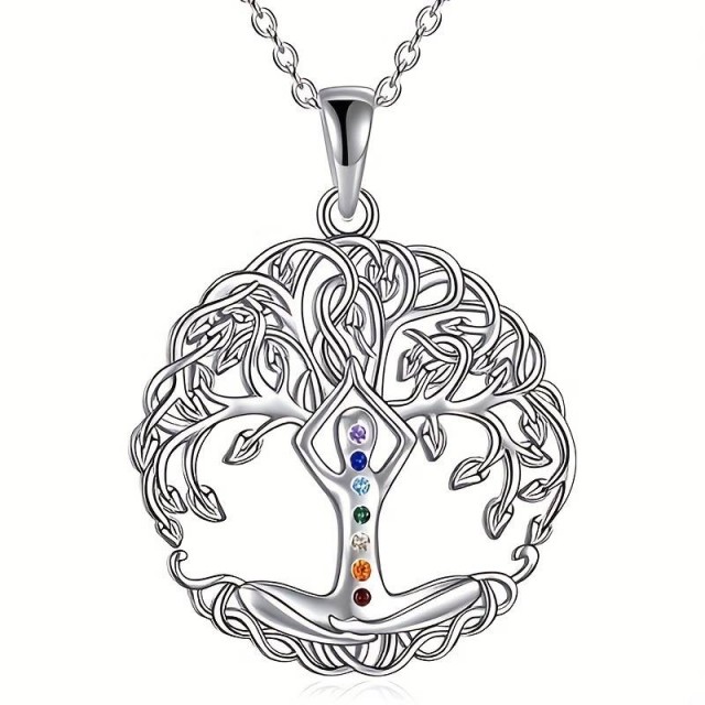 Verižica z obeskom drevesa in kamni sedmih čaker