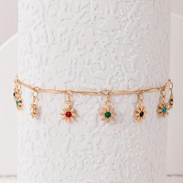 Elegantna zapestnica za nogo s pisanimi rožicami