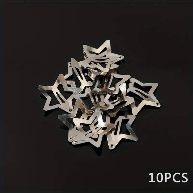 Komplet 10 špangic v srebrni barvi, zvezdice