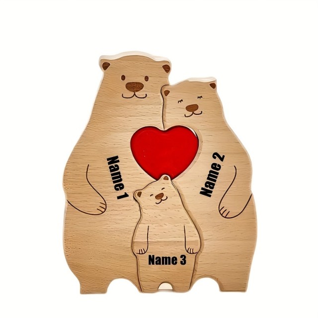 Personalizirana lesena medvedja sestavljanka VAŠA DRUŽINA