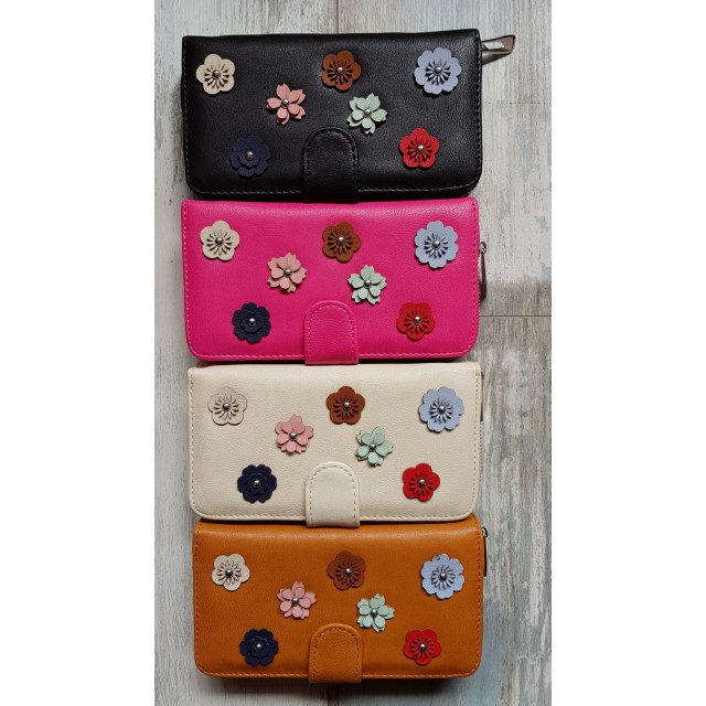 Denarnica modna z rožicami, 4 barve