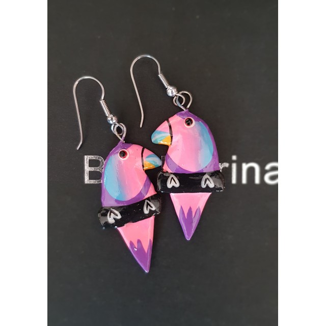 Ročno narejeni uhančki iz lesa, PAPIGA