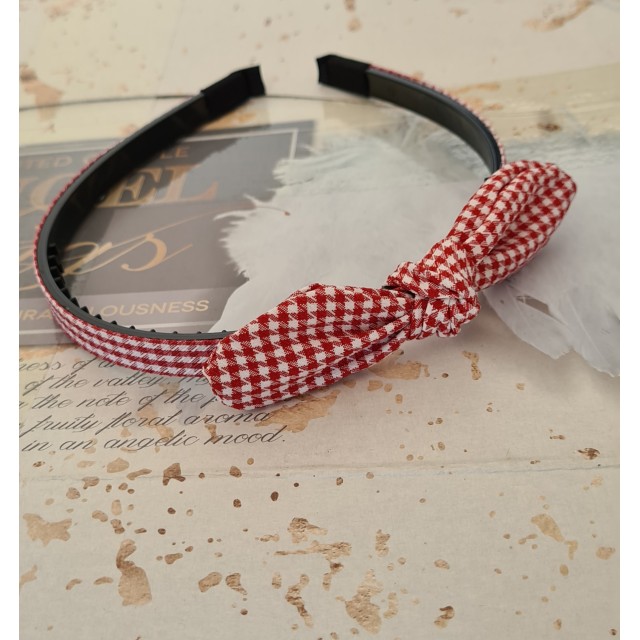 Obroček za lase s pentljo, karo vzorec, 5 barv