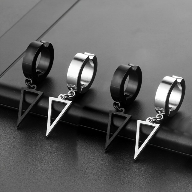 Viseči moški uhani s trikotnim obeskom brez prebadanja 