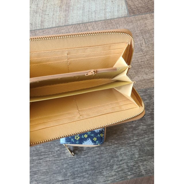 Denarnica modna ženska jeans z rožicami, 2 barvi 