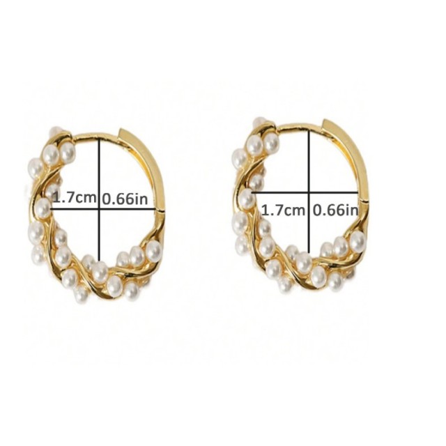 Čudoviti okrogli uhani s perlicami zlate barve