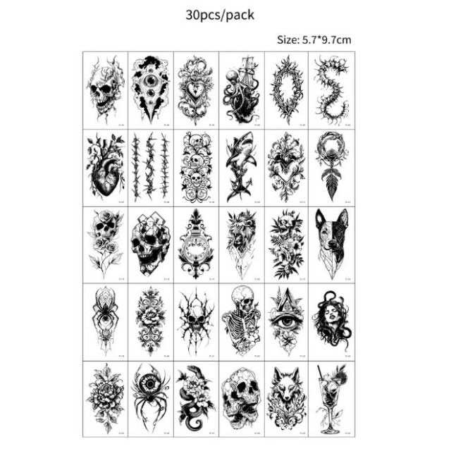 Set manjših tatujev v črni barvi za moške - komplet 30 