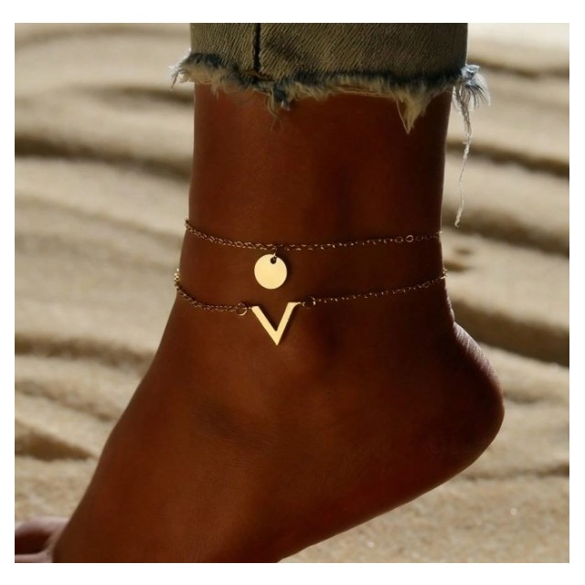 Dvodelni komplet zapestnic za nogo v zlati barvi