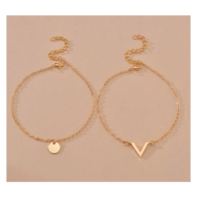 Dvodelni komplet zapestnic za nogo v zlati barvi