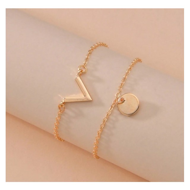 Dvodelni komplet zapestnic za nogo v zlati barvi