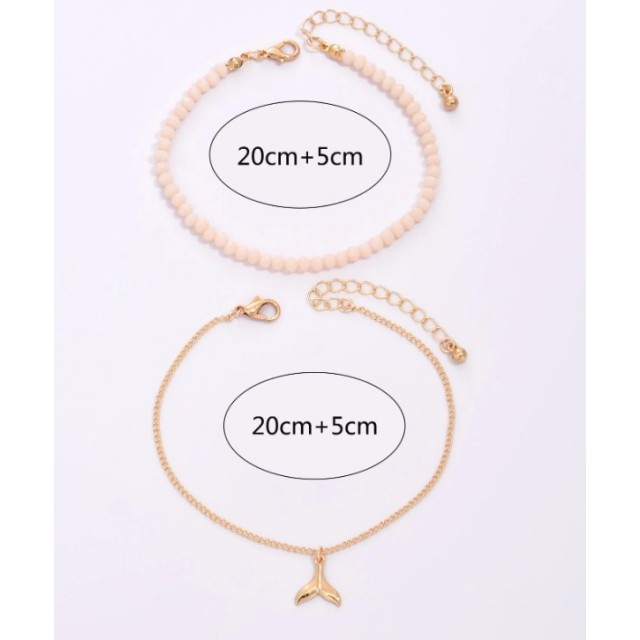 Set 2 modnih zapestnic za nogo marelična zlata 