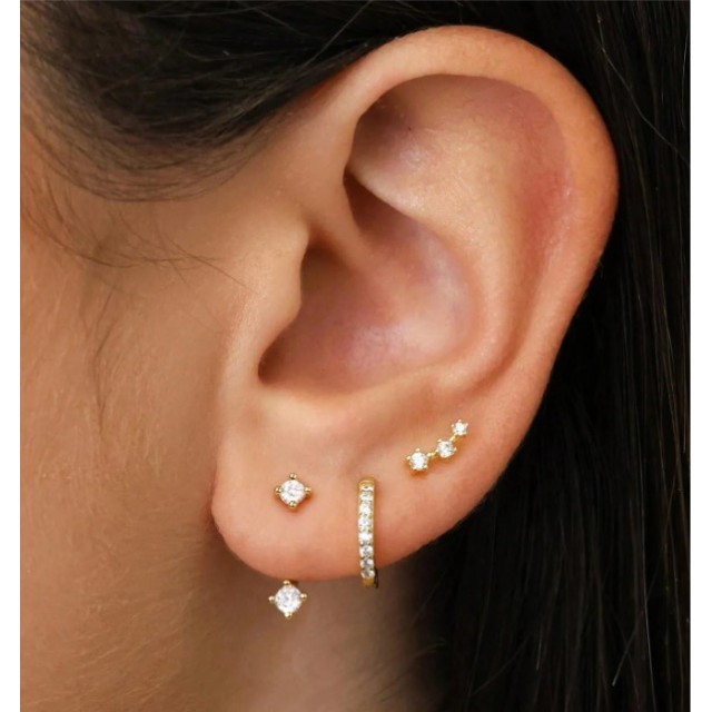 3 delni set uhanov zlate barve 