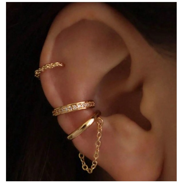 3 delni set uhanov v zlati barvi 