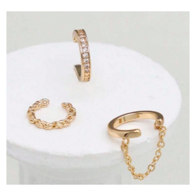 3 delni set uhanov v zlati barvi 