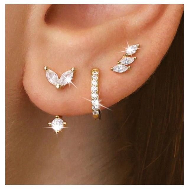 Modni komplet 3 parov uhanov s cirkoni 