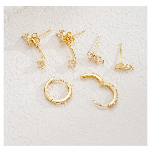 Modni komplet 3 parov uhanov s cirkoni 