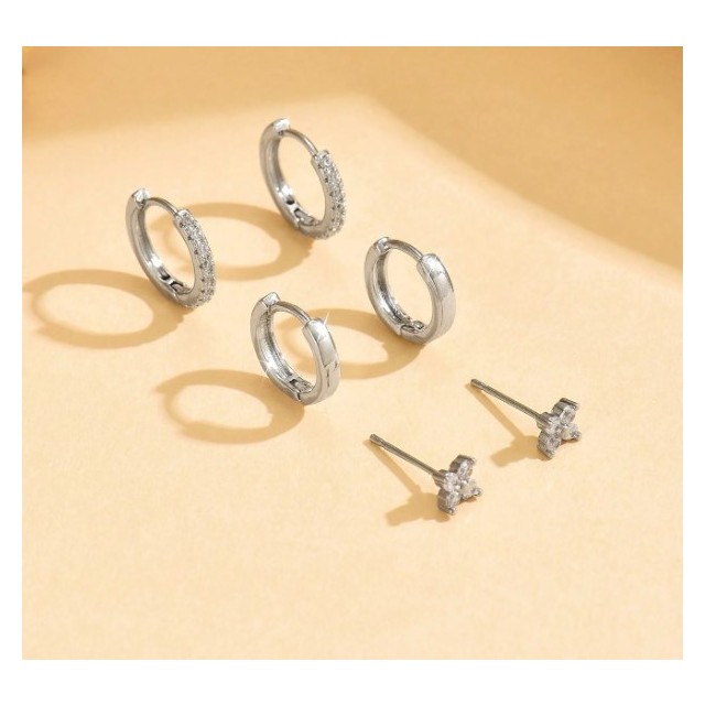 Komplet 3 parov uhanov s cirkoni 