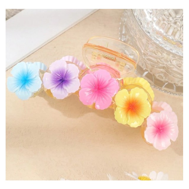 Sponka za lase s tropskimi pisanimi rožicami 