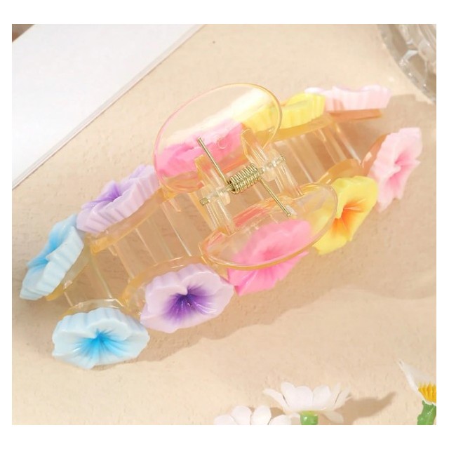 Sponka za lase s tropskimi pisanimi rožicami 