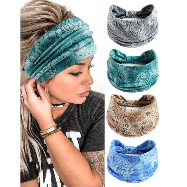 Elastičen trak za lase – paisley vzorec turban stil