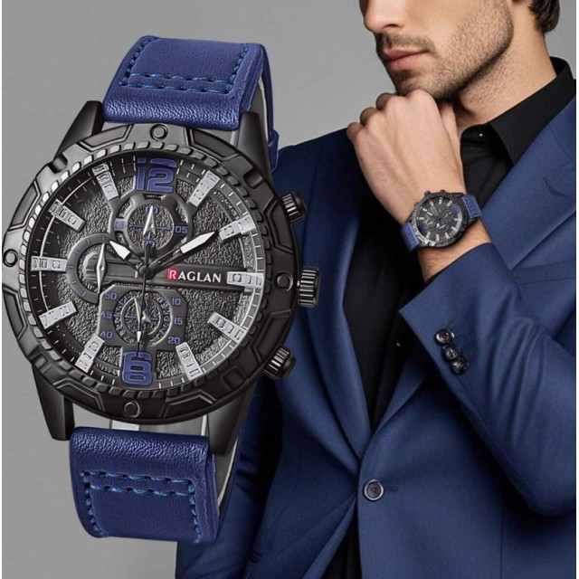 Moška robustna ura – temno modra eleganca s športnim pridihom