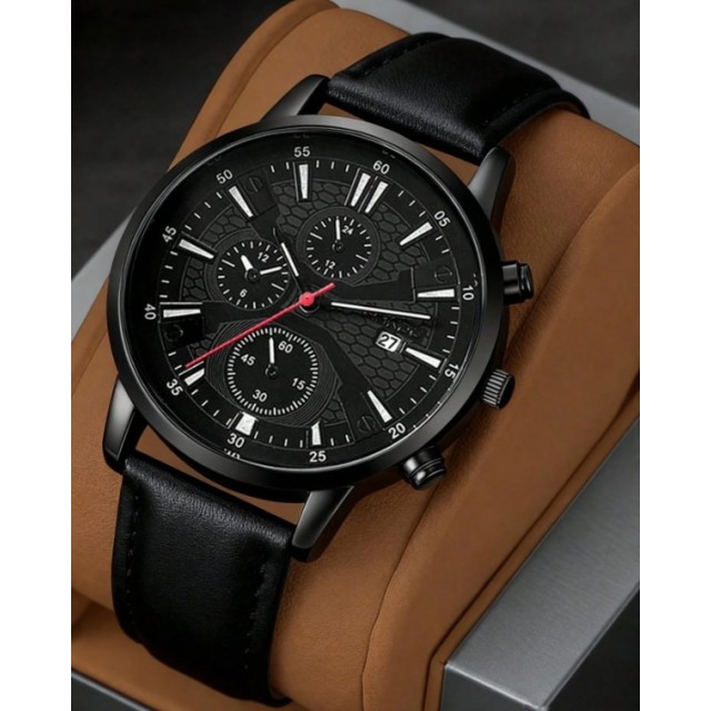 Moška elegantna ura – črna klasika s športnim pridihom