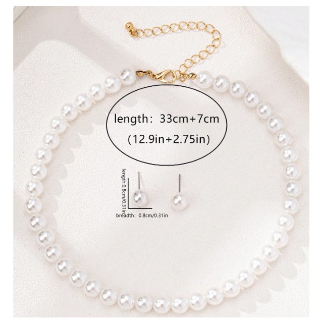 Komplet ogrlica in vtični uhani s perlico