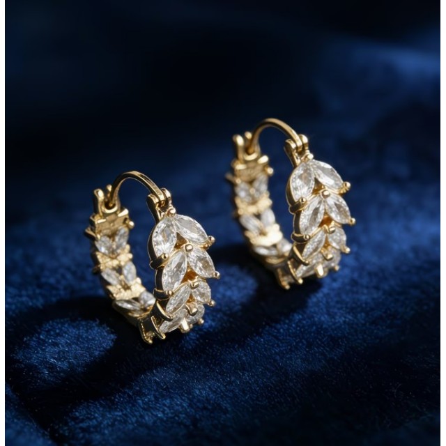 Elegantni okrogli uhani s klasjem pšenice