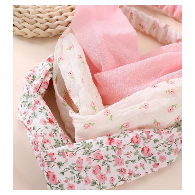 Komplet 3 naglavnih trakov s potiskom cvetlic