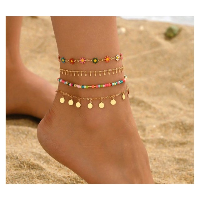 Komplet 4 poletnih zapestnic za nogo 