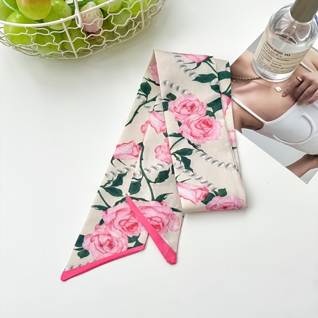 Eleganten svilen šal v cvetličnem potisku