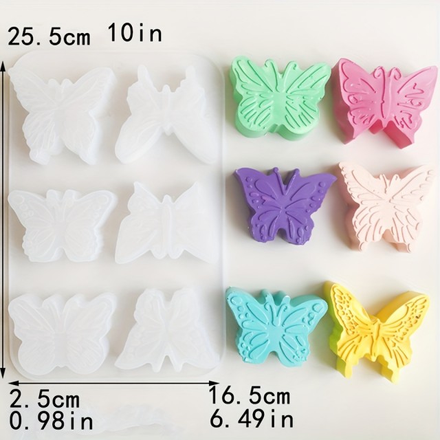 Silikonski kalup za sveče ali milo s 6 različnimi metulji 