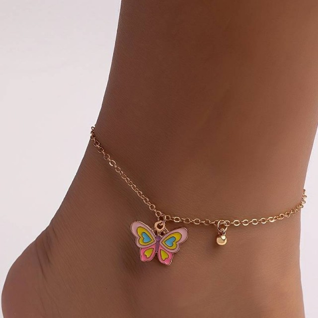 Zapestnica za nogo zlata s pisanim metuljčkom