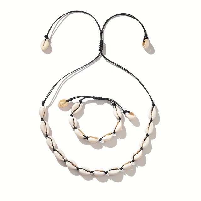 Poletni komplet ogrlice in zapestnice s školjkami 2barvi