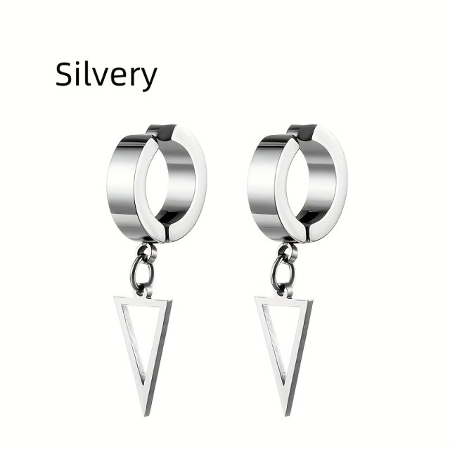 Viseči moški uhani s trikotnim obeskom brez prebadanja 