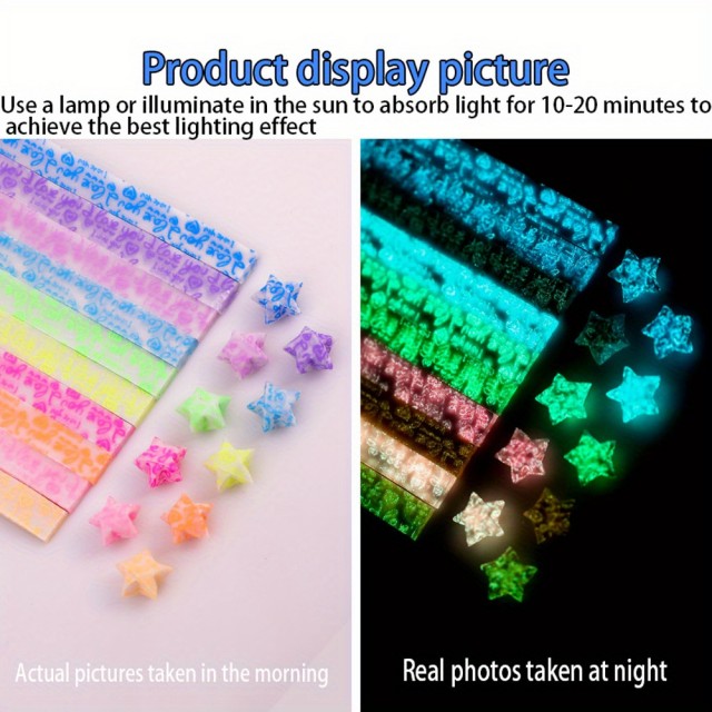 210 kosov svetlečih origami trakov ZVEZDE