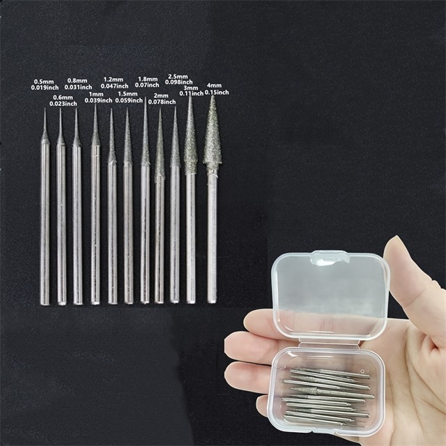 Diamantni brusni nastavki – set 11 kosov, 0,5 mm–4 mm