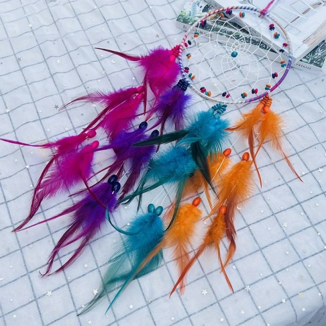 Čudovit pisan lovilec sanj s perjem